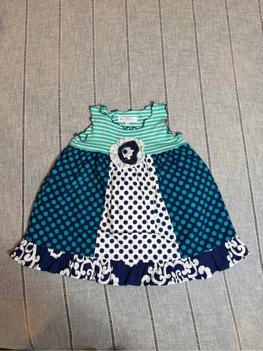 Baxter & Beatrice Girls' Blue & Teal Polka Dot Summer Dress size 5 - Picture 7 of 7